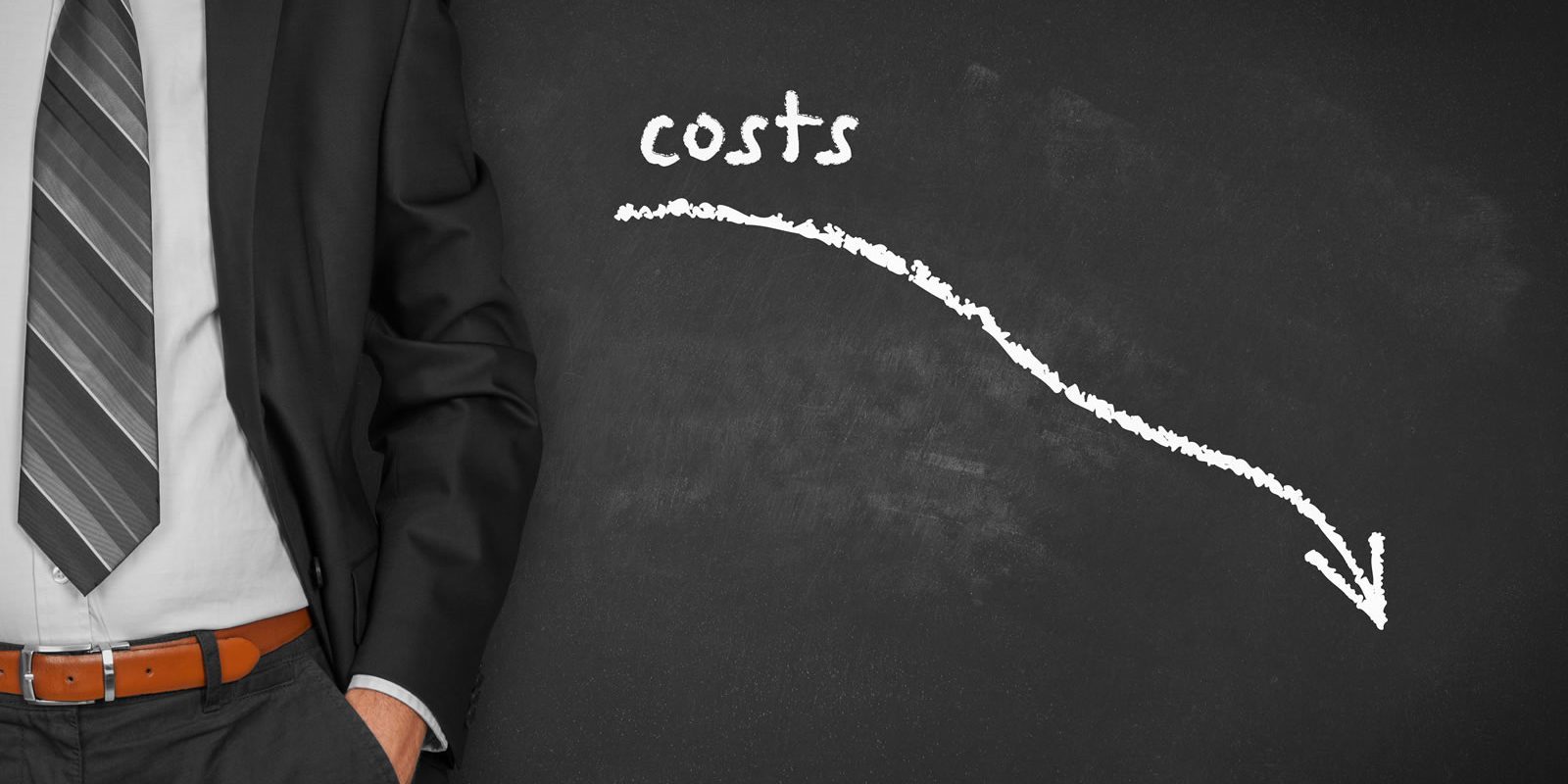 Costs going down on chalkboard